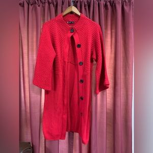 Anne Kline cardigan sweater, petite medium, red